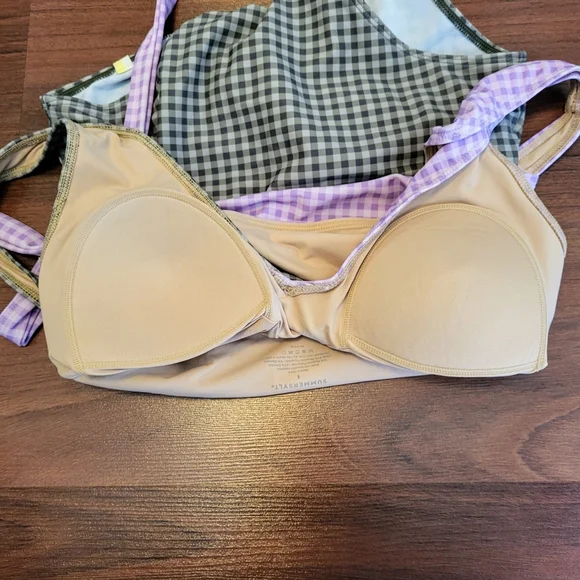 Summersalt The Wrap One-Piece Swimsuit in Lavender & Ivy Gingham Size 4 - Picture 3 of 7